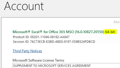 Excel 32bit 64bit identifier