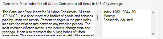 FRED search details for US CPI