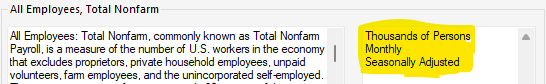 FRED US non-farm payrolls data details