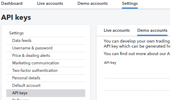 IG Index Demo Account Tab