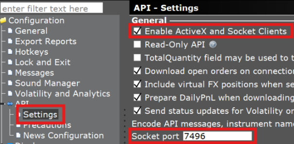 Interactive Brokers TWS API Settings